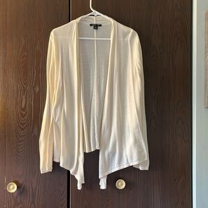 August Silk long sleeved cream, lightweight asymmetrical sweater. Size XL.